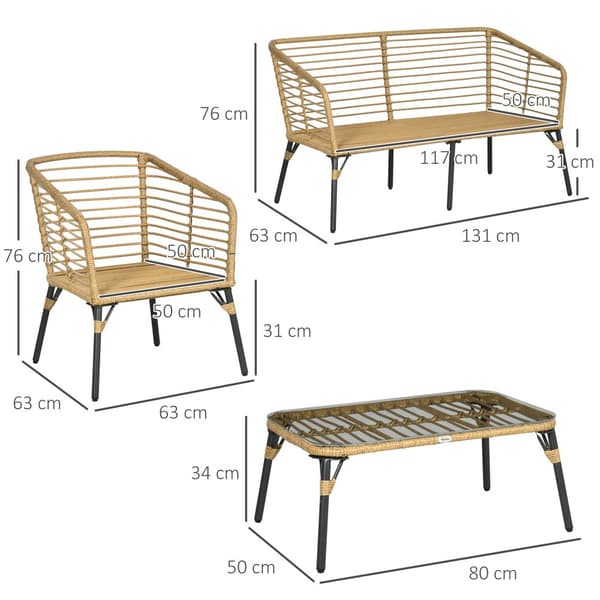 Have Møbelsæt, 4, 131x63x76 cm 63x63x76 cm 80x50x34 cm, Sand Mørk Grå