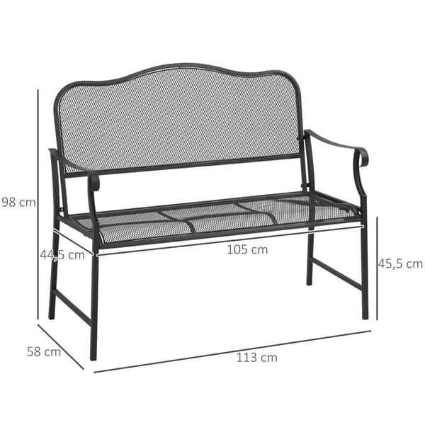 Puutarhapenkki, 113x58x98 cm, Musta