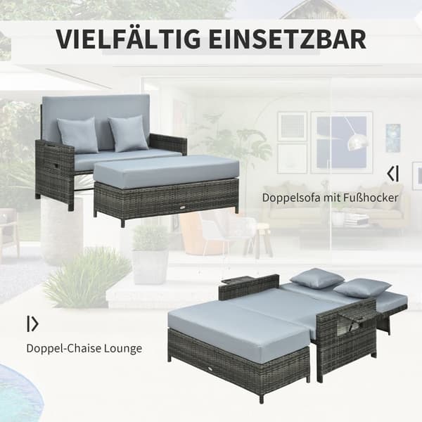 Have Sofa, Polyrattan Lounge-Sofa, B130 x T72 x H96 cm, Grå