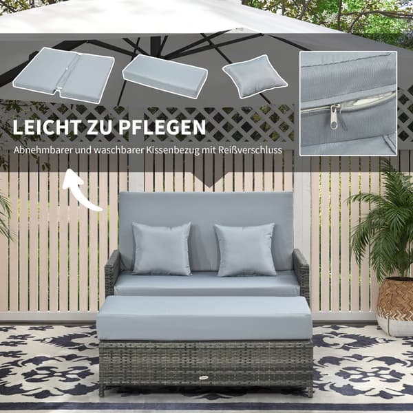 Have Sofa, Polyrattan Lounge-Sofa, B130 x T72 x H96 cm, Grå