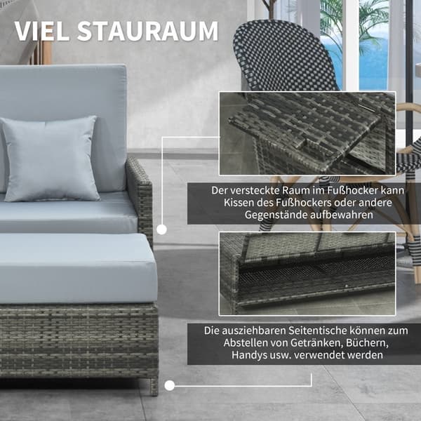 Have Sofa, Polyrattan Lounge-Sofa, B130 x T72 x H96 cm, Grå