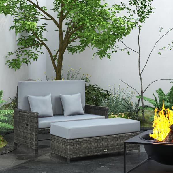 Have Sofa, Polyrattan Lounge-Sofa, B130 x T72 x H96 cm, Grå