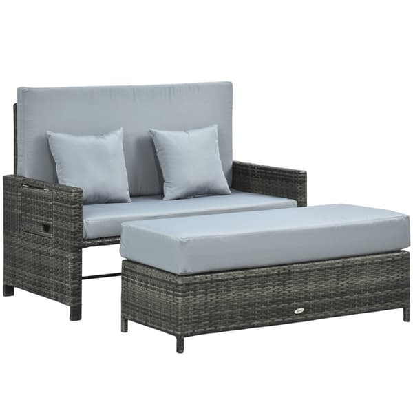 Have Sofa, Polyrattan Lounge-Sofa, B130 x T72 x H96 cm, Grå