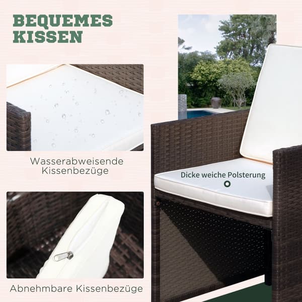 Trädgårdsmöbel Matsats, Polyrattan, 120x120x74 cm, Brun