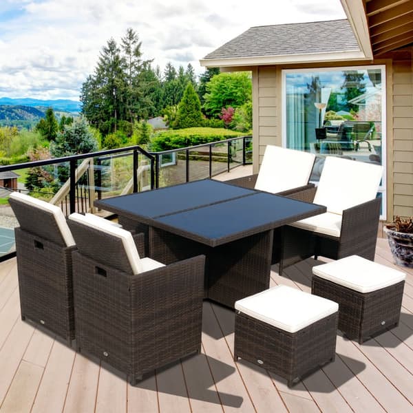 Trädgårdsmöbel Matsats, Polyrattan, 120x120x74 cm, Brun