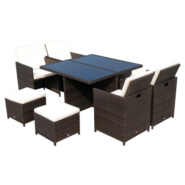Trädgårdsmöbel Matsats, Polyrattan, 120x120x74 cm, Brun