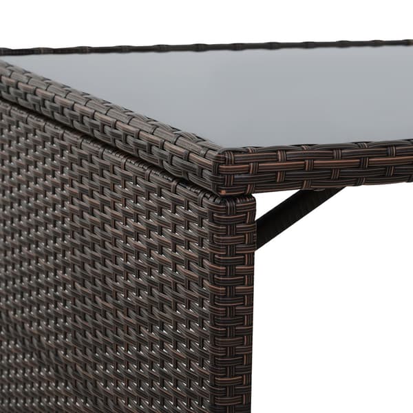 Puutarhakalustesetti, polyrottinki, 120x69 cm (pöytä), 55x55 cm (pieni tuoli), 55x48 cm (iso tuoli), ruskea