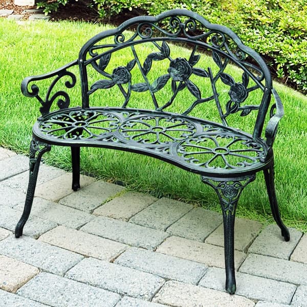 Trädgårdsbänk, Parkbänk 2-sits, 100x54x78 cm, Antikgrön