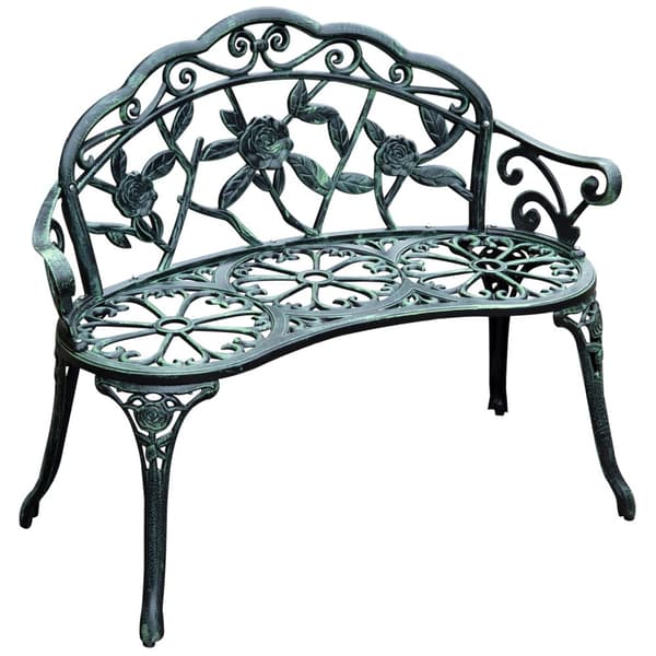 Trädgårdsbänk, Parkbänk 2-sits, 100x54x78 cm, Antikgrön