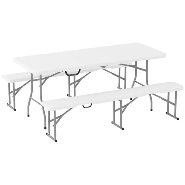 Rootz 3 -delad picknickuppsättning - Bärbar bord - Fällbara bänkar - Vattentät och hållbar - Tabell: 180x74x74cm, bänkar: 182x28x42cm