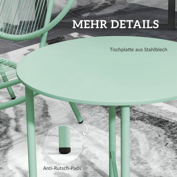 Rootz 3 -Dart Bistro Set - Garden Furniture Set - Poly Rattan Stole - Weatherbolde - Rustfrit stål - 74 cm x 68 cm x 78 cm