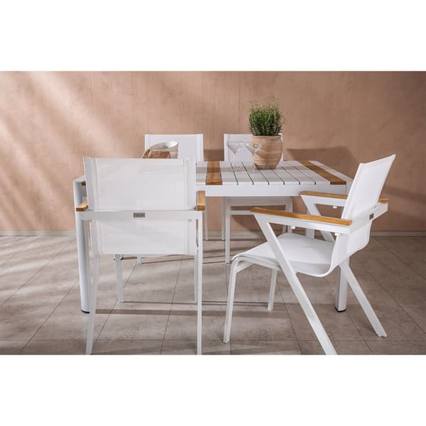 Togo havesæt bord 90x150cm hvid, 4 stole hvid.