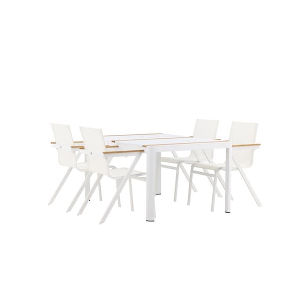 Togo havesæt bord 90x150cm hvid, 4 stole hvid.