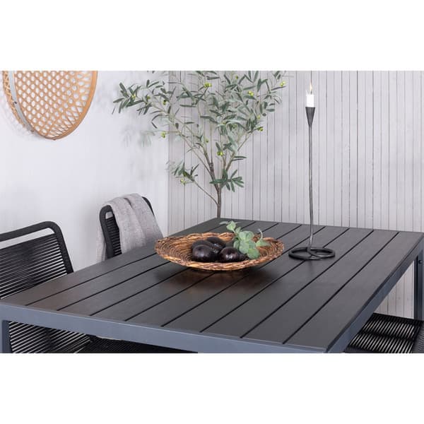 Break hagesett bord 90x150cm svart, 4 stoler svart.