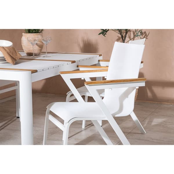 Togo hagesett bord 90x150cm hvit, 4 stoler hvit.