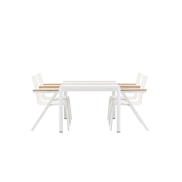 Togo hagesett bord 90x150cm hvit, 4 stoler hvit.