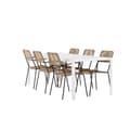 Miniatyrbilde 1 av 5: Break hagesett bord 90x205cm hvit, 6 stoler brun.