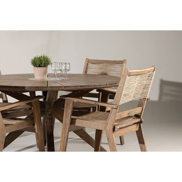 Rosario hagesett bord Ø140cm brun, 4 stoler brun.