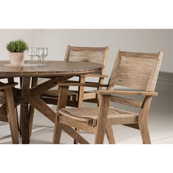 Rosario hagesett bord Ø140cm brun, 4 stoler brun.
