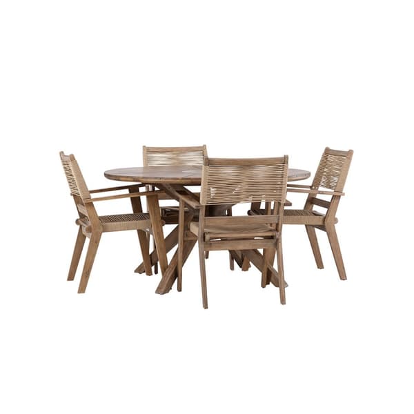 Rosario hagesett bord Ø140cm brun, 4 stoler brun.