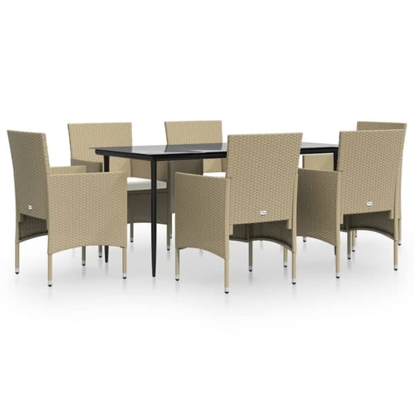 Matgrupp för trädgården med dynor 5 delar beige och svart