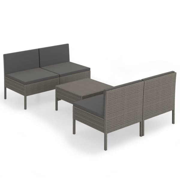 Loungegrupp med dynor 5 delar konstrotting grå