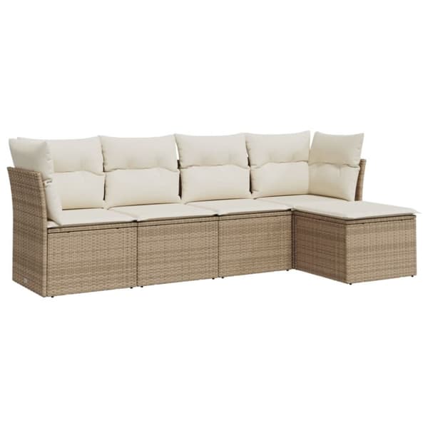 Soffgrupp för trädgården med dynor 5 delar beige konstrotting