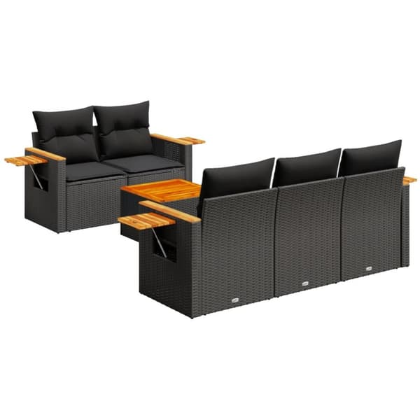 Loungegrupp med dynor 6 delar svart konstrotting