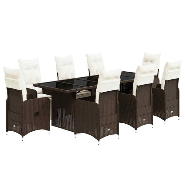 Caféset med dynor 9 delar konstrotting brun