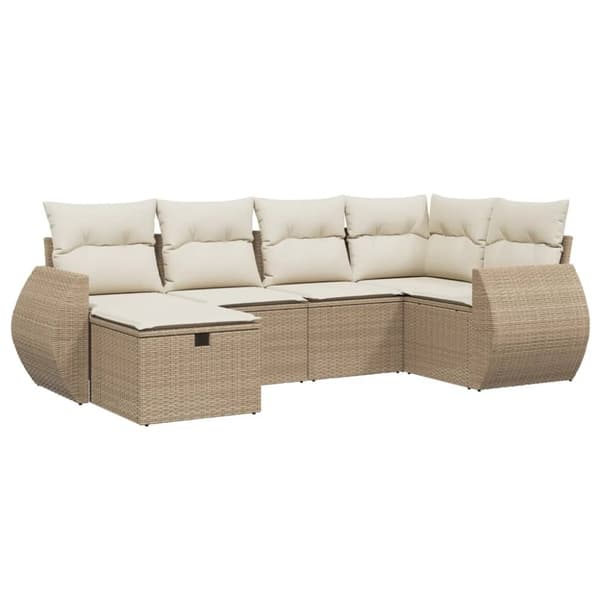 Soffgrupp för trädgården med dynor 6 delar beige konstrotting