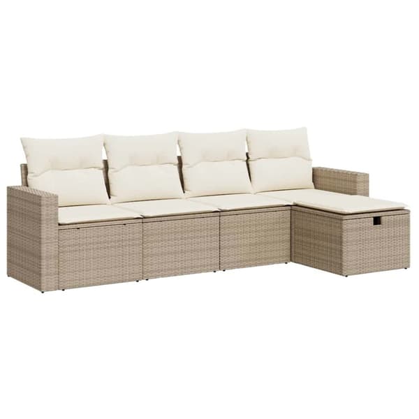 Soffgrupp för trädgården med dynor 5 delar beige konstrotting