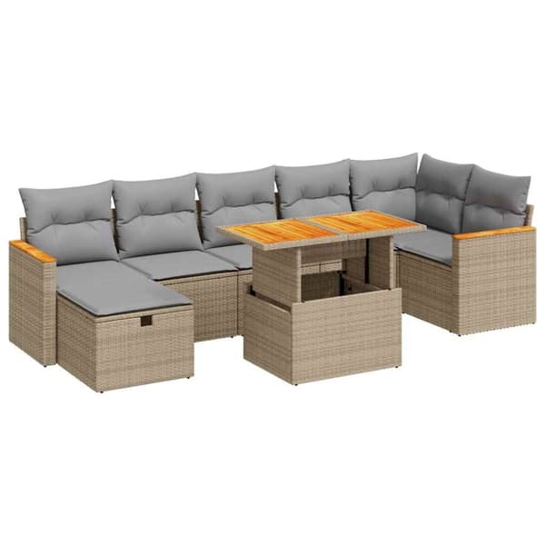 Soffgrupp för trädgården med dynor 5 delar beige konstrotting