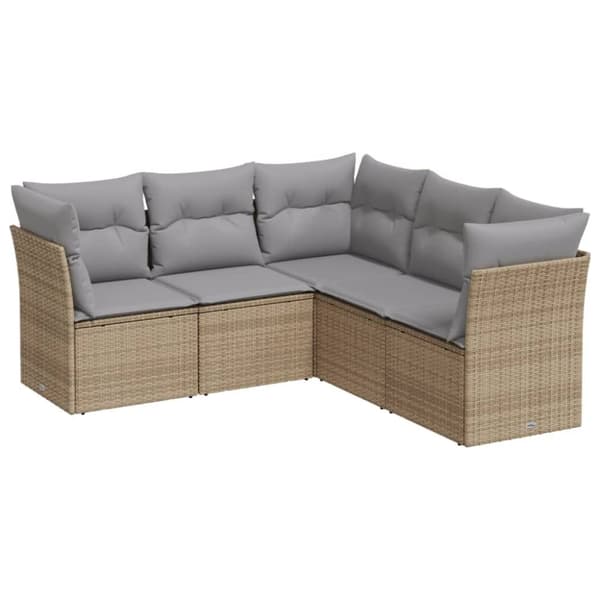 Soffgrupp för trädgården med dynor 5 delar beige konstrotting