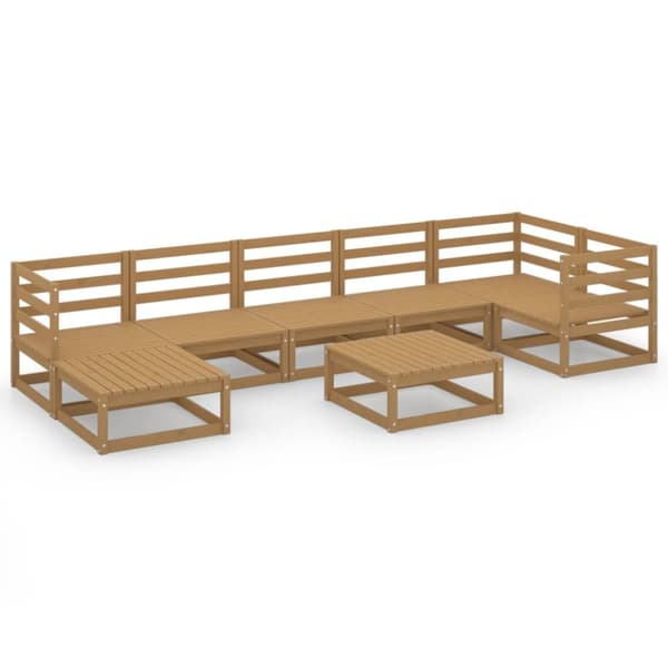 Loungegrupp 8 delar honungbrun massiv furu