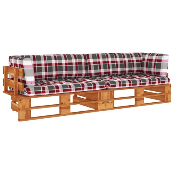 Pallsoffa 2-sits med dynor honungsbrun impregnerad furu