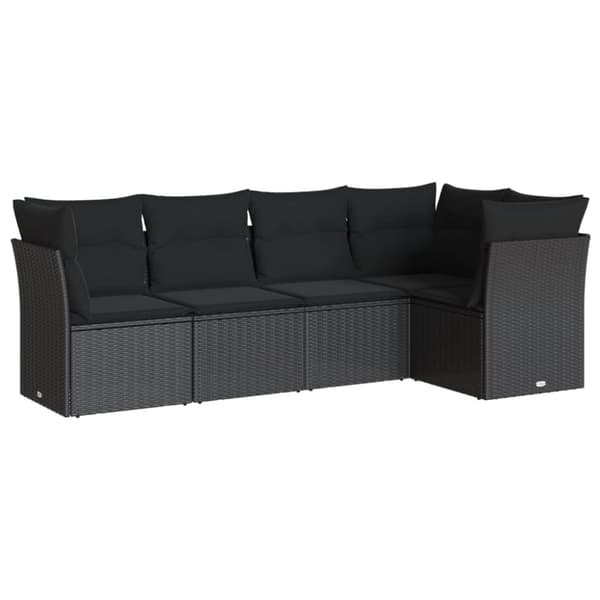 Loungegrupp för trädgården med dynor 5 delar svart konstrotting