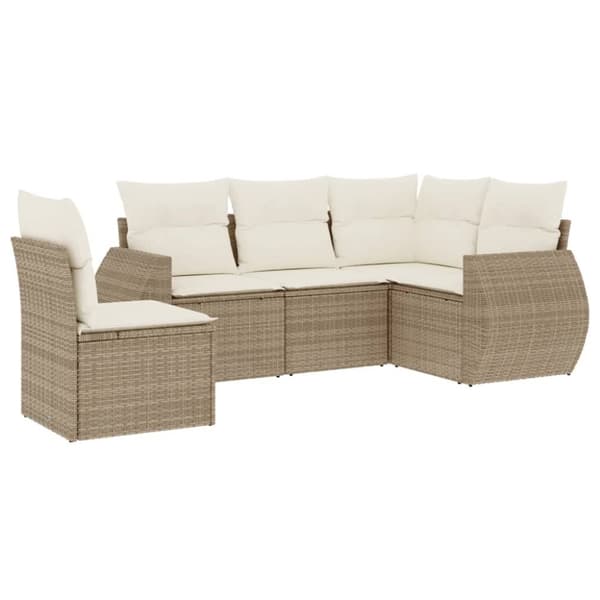 Soffgrupp för trädgården med dynor 5 delar beige konstrotting