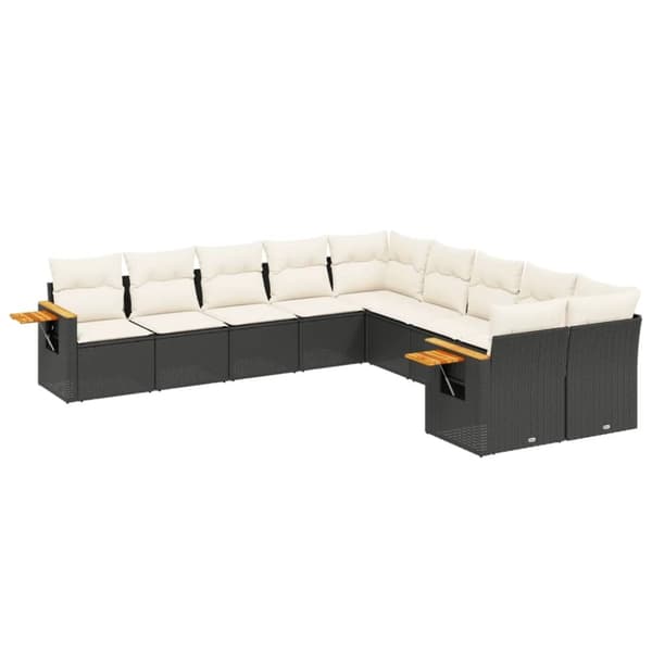 Loungegrupp 10 delar med svarta dynor konstrotting