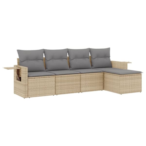 Soffgrupp för trädgården med dynor 5 delar beige konstrotting