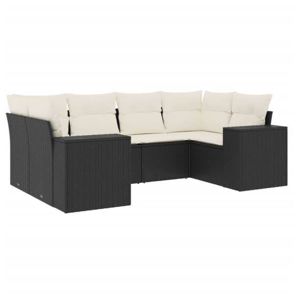 Loungegrupp med dynor 6 delar svart konstrotting