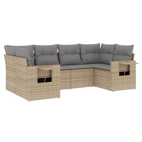 Soffgrupp för trädgården med dynor 6 delar beige konstrotting