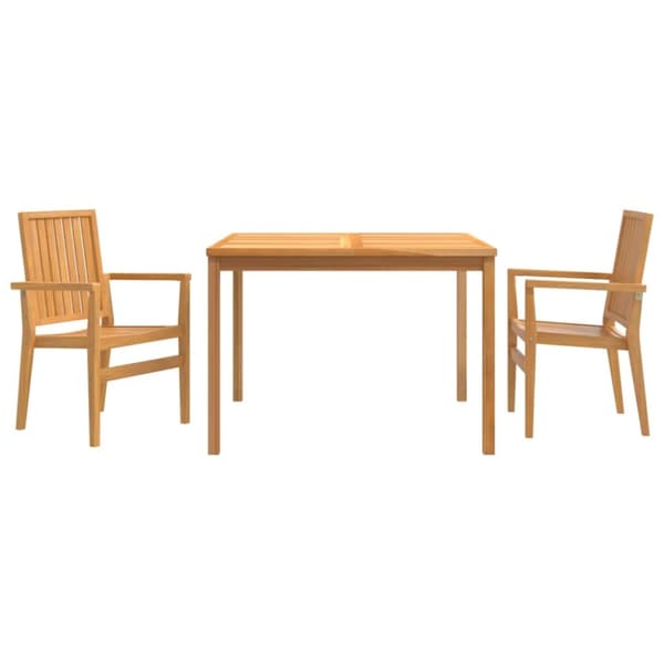 Matgrupp för trädgården 3 delar massiv teak