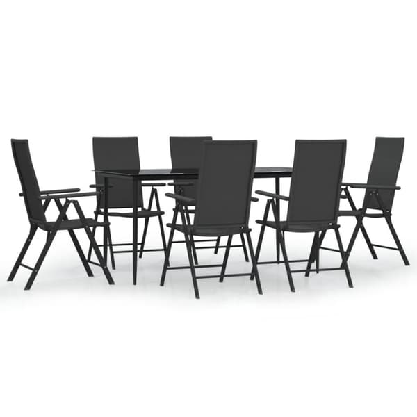 Matgrupp för trädgården 7 delar svart konstrotting