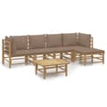 Miniatyrbild 2 av 2: Loungegrupp 6 delar taupe dynor bambu