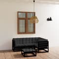 Miniatyrbild 1 av 2: Loungegrupp med dynor 5 delar massiv furu