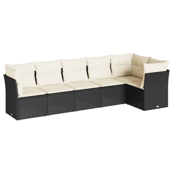 Loungegrupp med dynor 6 delar svart konstrotting