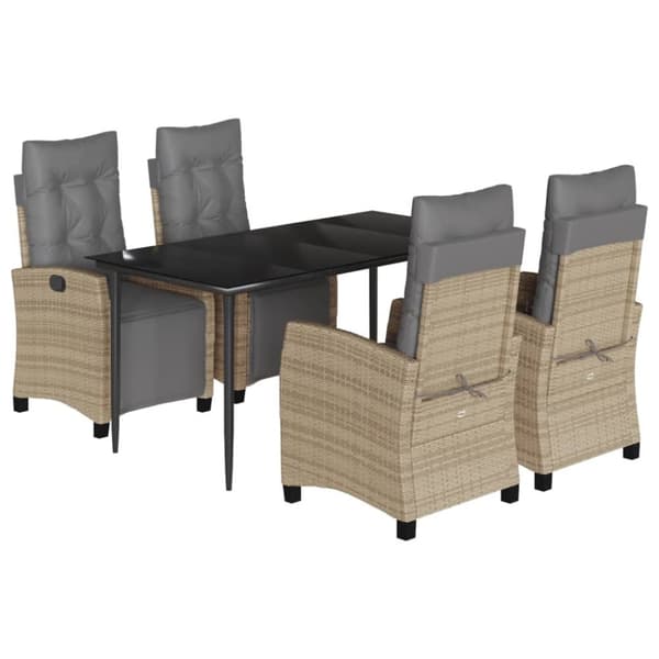Matgrupp för trädgården med dynor 5 delar mixbeige konstrotting