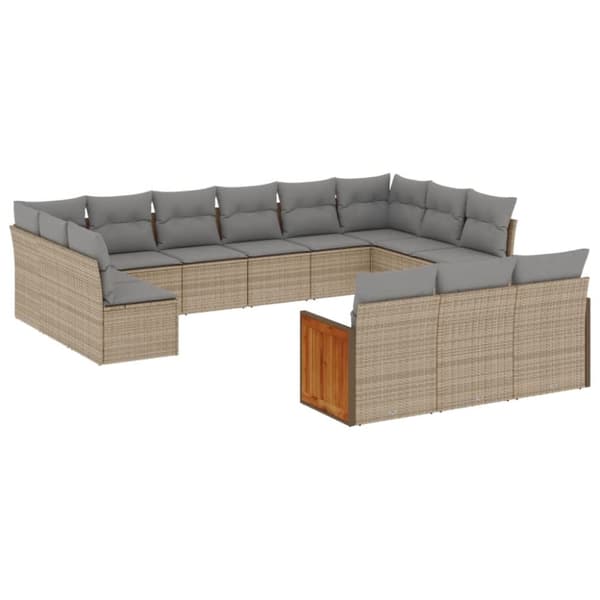 Soffgrupp för trädgården med dynor 13 delar beige konstrotting