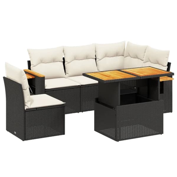 Loungegrupp med dynor 6 delar svart konstrotting