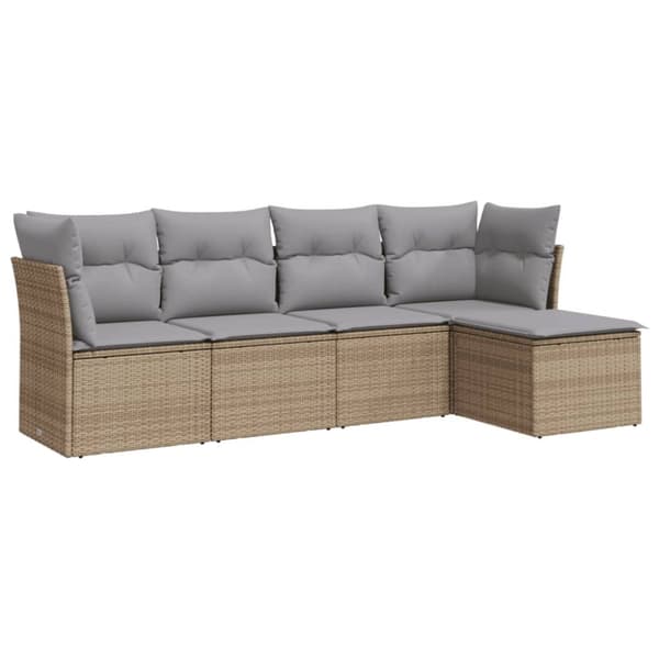 Soffgrupp för trädgården med dynor 5 delar beige konstrotting